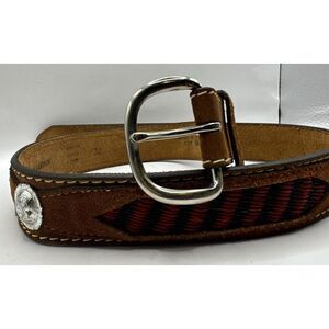 Vintage El Charro Mens Belt Brushed Leather With Horse Trim ‎ Sm Size 32